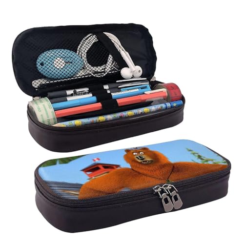 YINGD Federmäppchen mit Cartoon-Motiv Grizzy und die Lemmings, braunes Leder, Stiftetasche, Organizer, für Schule, Büro, für Kinder, Teenager, A YINGD Federmäppchen mit Cartoon-Motiv Grizzy und die Lemmings, braunes Leder, Stiftetasche, Organizer, für Schule, Büro, für Kinder, Teenager, A von YINGD