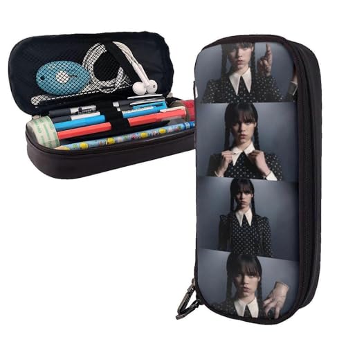 YINGD Federmäppchen mit Monströser Mittwoch, Stiftetasche, Leder, Make-up-Kosmetiktasche, Schreibwaren, Bleistift-Box, SYS659, Schwarz , 21x10.5x5cm, Taschen-Organizer von YINGD