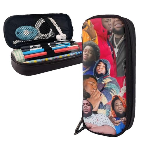 YINGD Federmäppchen mit Stangenwellen-Motiv, Leder, Make-up-Kosmetiktasche, Schreibwaren, Stiftebox, SYS465, Schwarz , 21x10.5x5cm, Taschen-Organizer von YINGD