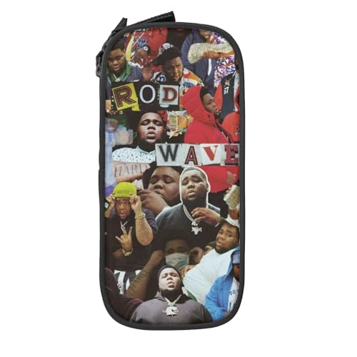 YINGD Federmäppchen mit Stangenwellen-Motiv, großes Fassungsvermögen, ästhetischer Reißverschluss, Schreibwarenbeutel, Schulbedarf für Studenten, Büro, Schwarz , 21x10.5x5cm, Taschen-Organizer von YINGD