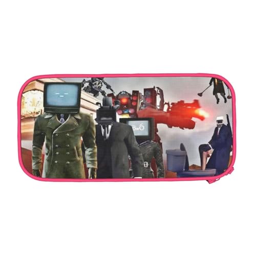 YINGD Federmäppchen mit großem Fassungsvermögen, Street-Style Totenköpfe mit Feuerflammen Muster, Federmäppchen, 2 Fächer, Federmäppchen, Schwarz , 21x10.5x5cm, Taschen-Organizer von YINGD