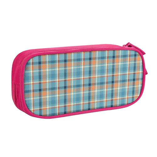YINGD Federmäppchen mit großem Fassungsvermögen, klassisches orange-blaues Karomuster, Federmäppchen mit 2 Fächern, mehrfarbig, Europäischer und amerikanischer Stil, Retro, modern YINGD Federmäppchen mit großem Fassungsvermögen, klassisches orange-blaues Karomuster, Federmäppchen mit 2 Fächern, mehrfarbig, Europäischer und amerikanischer Stil, Retro, modern von YINGD