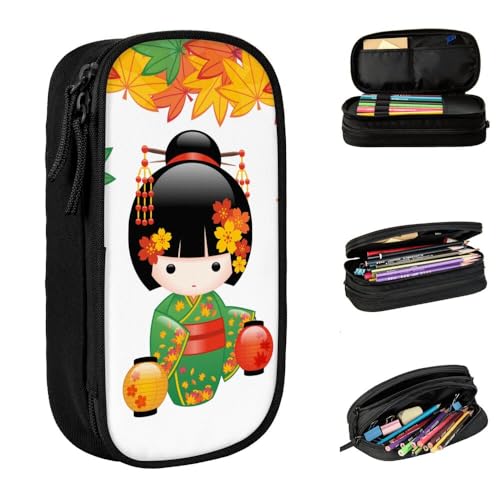 YINGD Federmäppchen mit großem Fassungsvermögen, niedliches Katzenwelpenmuster, Federmäppchen, 2 Fächer, Federmäppchen, Schwarz , 21x10.5x5cm, Taschen-Organizer von YINGD