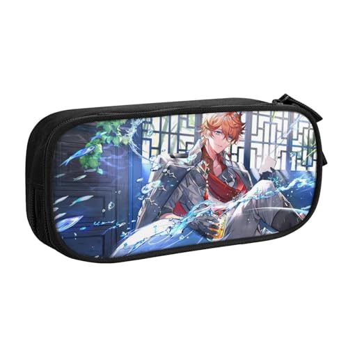 YINGD GENSHIN Impact Federmäppchen mit 3 Netz-Trennwänden – tragbare Reißverschlusstasche für Schreibwaren, Schmuck, Kopfhörer (Polyester) von YINGD