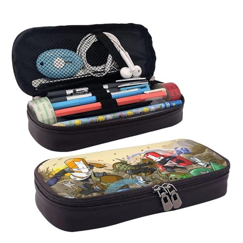 YINGD Game Castle Crashers War Federmäppchen, braunes Leder, Stiftetasche, Schüler-Schreibwaren-Beutel, Organizer, für Schule, Bürobedarf für Kinder, Teenager, Erwachsene, mehrfarbig, Europäischer und YINGD Game Castle Crashers War Federmäppchen, braunes Leder, Stiftetasche, Schüler-Schreibwaren-Beutel, Organizer, für Schule, Bürobedarf für Kinder, Teenager, Erwachsene, mehrfarbig, Europäischer und von YINGD