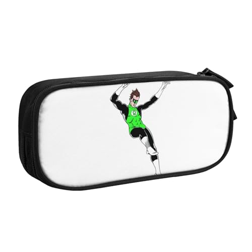 YINGD Green Lantern The Animated Series Federmäppchen für Make-up und Schreibwaren, zwei Reißverschlussfächer mit Netz-Organizer (reisefreundlich), mehrfarbig, Europäischer und amerikanischer Stil von YINGD