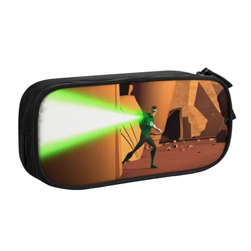 YINGD Green Lantern The Animated Series Federmäppchen für Studenten, mehrlagiges Reißverschluss-Design, passend für Notizbücher, Stifte, Taschenrechner, mehrfarbig, Europäischer und amerikanischer von YINGD