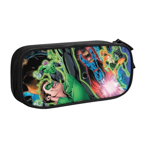 YINGD Green Lantern The Animated Series Federmäppchen mit RFID-blockierender Tasche – sicherer Oxford-Tuch-Organizer für Karten, Stifte, Bargeld, mehrfarbig, Europäischer und amerikanischer Stil von YINGD
