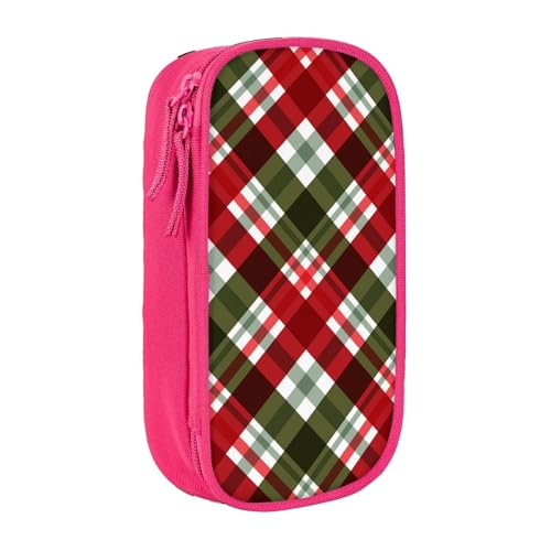 YINGD Großes Federmäppchen, abstraktes Weihnachts-Karomuster mit Reißverschluss, großes Fassungsvermögen, Stifttasche von YINGD