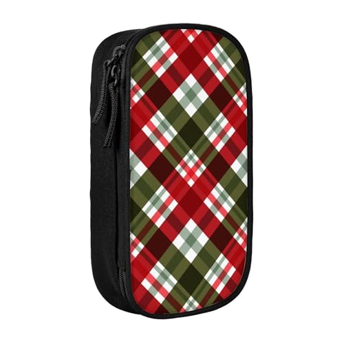 YINGD Großes Federmäppchen, abstraktes Weihnachts-Karomuster von YINGD