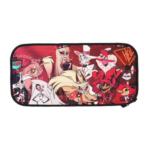 YINGD Hazbin Hotel Federmäppchen mit großem Fassungsvermögen, ästhetisches Stiftetui, Schulbedarf, Organizer, mehrere Fächer, Schwarz , 21x10.5x5cm, Taschen-Organizer von YINGD