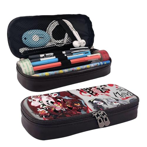 YINGD Helluva Boss Federmäppchen Stifttasche Leder Make-up Kosmetiktasche Schreibwaren Bleistift Box-SYS723, Schwarz , 21x10.5x5cm, Taschen-Organizer von YINGD
