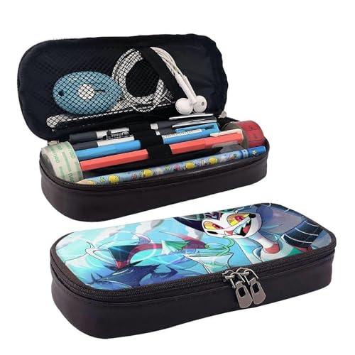 YINGD Helluva Boss Fizzarolli Federmäppchen, Stiftetasche, Leder, Make-up, Kosmetiktasche, Schreibwaren, Bleistiftbox, SYS675, Schwarz , 21x10.5x5cm, Taschen-Organizer von YINGD