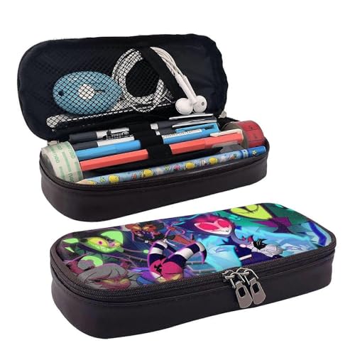 YINGD Helluva Boss Musik-Federmäppchen, Stiftetasche, Leder, Make-up-Kosmetiktasche, Schreibwaren, Stiftebox, SYS438, Schwarz , 21x10.5x5cm, Taschen-Organizer von YINGD