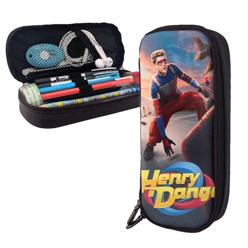 YINGD Henry Danger Federmäppchen, braunes Leder, Stiftetasche, Schüler-Schreibwaren, mehrfarbig, Europäischer und amerikanischer Stil, Retro, modern von YINGD