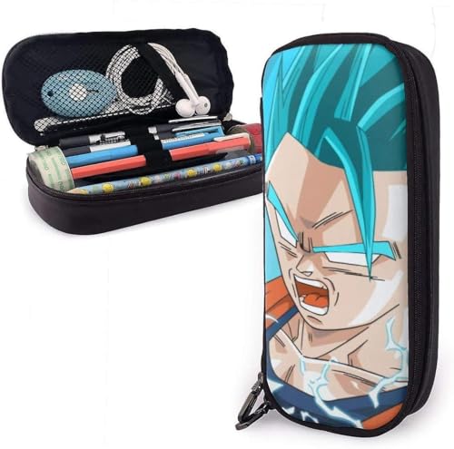 YINGD Hirola Federmäppchen aus Leder, Motiv: Super Vegeta, Blau, Schwarz , 21x10.5x5cm, Taschen-Organizer von YINGD