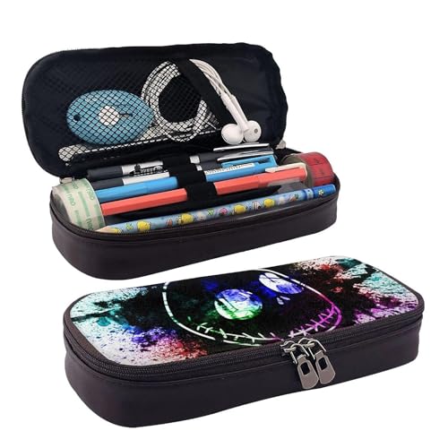 YINGD Jack Skellington Federmäppchen "The Nightmare Before Christmas", braunes Leder, Stiftetasche, Schüler-Schreibwaren-Beutel, Organizer, für Schule, Bürobedarf, mehrfarbig, Europäischer und von YINGD