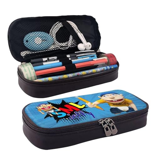 YINGD Jeffy Puppet SML Federmäppchen, braunes Leder, Stiftetasche, Schüler-Schreibwaren, mehrfarbig, Europäischer und amerikanischer Stil, Retro, modern von YINGD