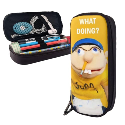 YINGD Jeffy What Doing Federmäppchen, braunes Leder, Stiftetasche, Schülerbedarf, mehrfarbig, Europäischer und amerikanischer Stil, Retro, modern von YINGD