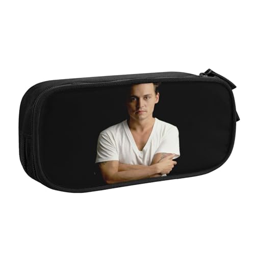 YINGD Johnny Depp Federmäppchen für Studenten, mehrlagiges Reißverschluss-Design, passend für Notizbücher, Stifte, Taschenrechner, mehrfarbig, Europäischer und amerikanischer Stil, Retro, modern von YINGD