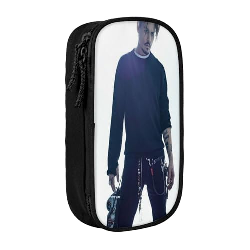 YINGD Johnny Depp Federmäppchen für Studenten, mehrlagiges Reißverschluss-Design, passend für Notizbücher, Stifte, Taschenrechner, mehrfarbig, Europäischer und amerikanischer Stil, Retro, modern von YINGD