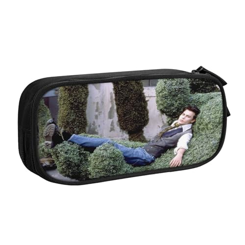 YINGD Johnny Depp Federmäppchen mit 3 Netz-Trennwänden, tragbare Reißverschlusstasche für Schreibwaren, Schmuck, Kopfhörer (Polyester) von YINGD
