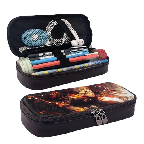 YINGD Jujutsu Kaisen Federmäppchen, braunes Leder, Stiftetasche, Schüler-Schreibwaren d, mehrfarbig, Europäischer und amerikanischer Stil, Retro, modern von YINGD