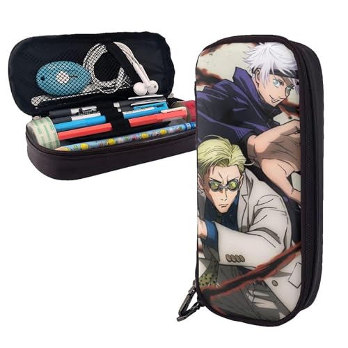 YINGD Jujutsu Kaisen Season Federmäppchen, braunes Leder, Stiftetasche, für Studenten, Schreibwaren, Organizer, für Schule, Bürobedarf für Kinder, Teenager, Erwachsene von YINGD