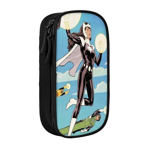 YINGD Justice League Unlimited Federmäppchen, auslaufsichere Innenseite, Oxford-Tuch mit Reißverschluss für Tintenstifte, Lippenstifte, kleine Gegenstände von YINGD
