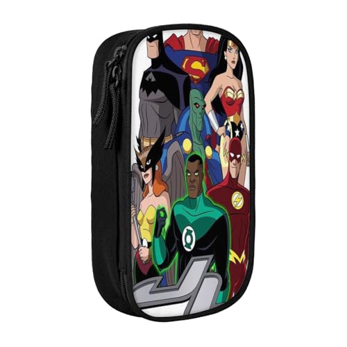 YINGD Justice League Unlimited Federmäppchen für Kinder und Erwachsene, strapazierfähiges Polyester mit 5 Stifthaltern und Netz-Organizer (waschbar), mehrfarbig, Europäischer und amerikanischer Stil von YINGD