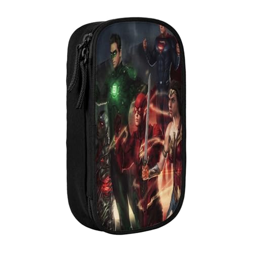 YINGD Justice League Unlimited Federmäppchen mit Klett-Patch-Panel – anpassbares Emblem-Design für Schulen, Teams, Veranstaltungen von YINGD