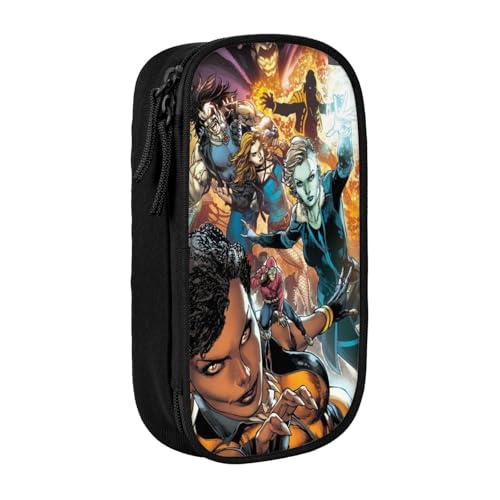 YINGD Justice League Unlimited Federmäppchen mit doppeltem Reißverschluss, Make-up-Tasche – kompakte Oxford-Tuch-Tasche für Reisen, Fitnessstudio, tägliche Essentials von YINGD