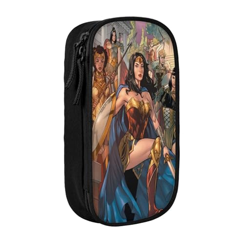 YINGD Justice League Unlimited Federmäppchen mit doppeltem Reißverschluss, Make-up-Tasche – kompakte Oxford-Tuch-Tasche für Reisen, Fitnessstudio, tägliche Essentials von YINGD