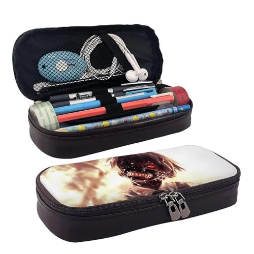 YINGD Ken Tokyo Ghoul Federmäppchen, Stiftetasche, Leder, Make-up-Kosmetiktasche, Schreibwaren, Stiftebox, SYS494, Schwarz , 21x10.5x5cm, Taschen-Organizer von YINGD