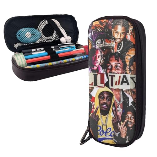 YINGD Lil Tjay Federmäppchen aus Leder, für Studenten, Schreibwaren, Organizer für Kinder, Teenager, Erwachsene, für Schule, Bürobedarf, Braun von YINGD