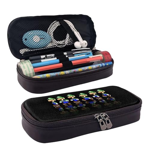 YINGD Luigi Mansion Moon Federmäppchen, braunes Leder, Stiftetasche, Schüler-Schreibwaren d, mehrfarbig, Europäischer und amerikanischer Stil, Retro, modern von YINGD