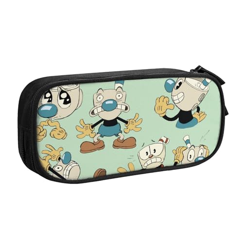 YINGD Lustiges Mugman-Federmäppchen, großes Fassungsvermögen, doppelschichtiges Stifteetui, Schule, Schreibwaren, Federmäppchen, Zubehör, mehrfarbig, Europäischer und amerikanischer Stil, Retro YINGD Lustiges Mugman-Federmäppchen, großes Fassungsvermögen, doppelschichtiges Stifteetui, Schule, Schreibwaren, Federmäppchen, Zubehör, mehrfarbig, Europäischer und amerikanischer Stil, Retro von YINGD