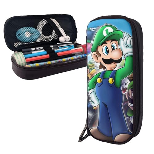 YINGD Lustiges Spiel Luigi Mansion Federmäppchen, braunes Leder, Stiftetasche, Schüler-Schreibwaren, mehrfarbig, Europäischer und amerikanischer Stil, Retro, modern von YINGD
