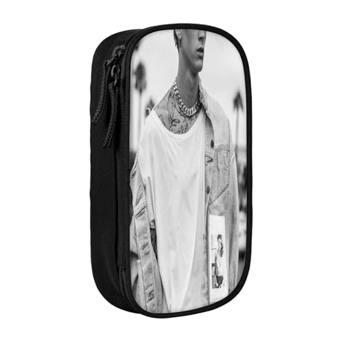 YINGD Machine Gun Kelly Federmäppchen für Kinder und Erwachsene, strapazierfähiges Polyester mit 5 Stifthaltern und Netz-Organizer (waschbar), mehrfarbig, Europäischer und amerikanischer Stil, Retro von YINGD