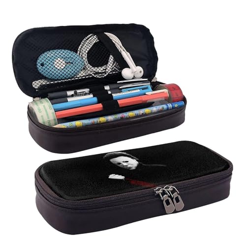 YINGD Michael Myers Blood Federmäppchen, braunes Leder, Stiftetasche, Schüler-Schreibwaren, mehrfarbig, Europäischer und amerikanischer Stil, Retro, modern von YINGD