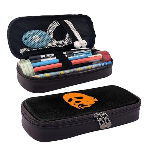 YINGD Michael Myers Federmäppchen, Motiv: Horror, Halloween, braunes Leder, Stiftetasche, Schüler-Schreibwaren, mehrfarbig, Europäischer und amerikanischer Stil, Retro, modern von YINGD