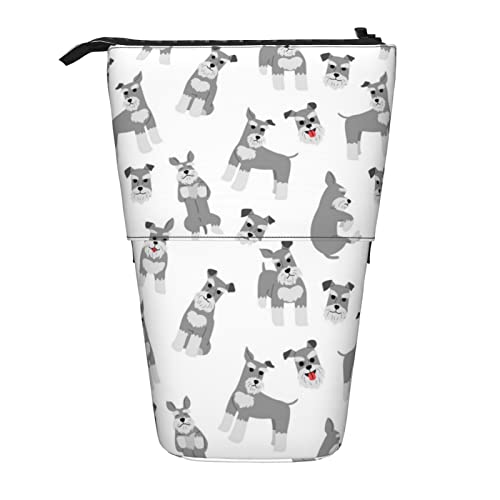 YINGD Miniatur Schnauzer Muster Stifteetui Erweiterbar Erdnüsse Stifthalter einziehbares Stifteetui Niedlich Große Kapazität Schreibwaren Ständer Leicht für Studenten ci64, Schwarz , 21x10.5x5cm von YINGD