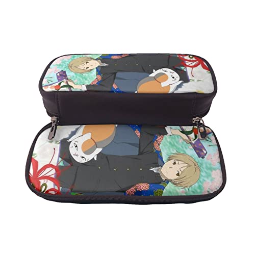 YINGD Natsume's Book of Friends Nyanko Sensei Federmäppchen Schreibwarenbeutel Kinder Studenten Uni PU-Leder schmutzabweisend Dur, Schwarz , 21x10.5x5cm, Taschen-Organizer von YINGD