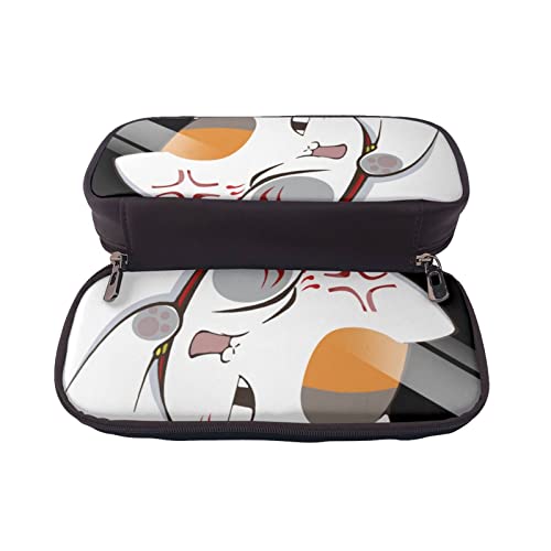 YINGD Natsume's Book of Friends Nyanko Sensei Federmäppchen Schreibwarenbeutel Kinder Studenten Uni PU-Leder schmutzabweisend Dur, Schwarz , 21x10.5x5cm, Taschen-Organizer von YINGD