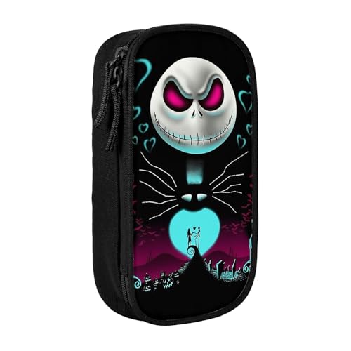 YINGD Nightmare Before Christmas Federmäppchen mit großem Fassungsvermögen, wasserdicht und langlebig, Federmäppchen, Reißverschluss, Organizer-Box von YINGD