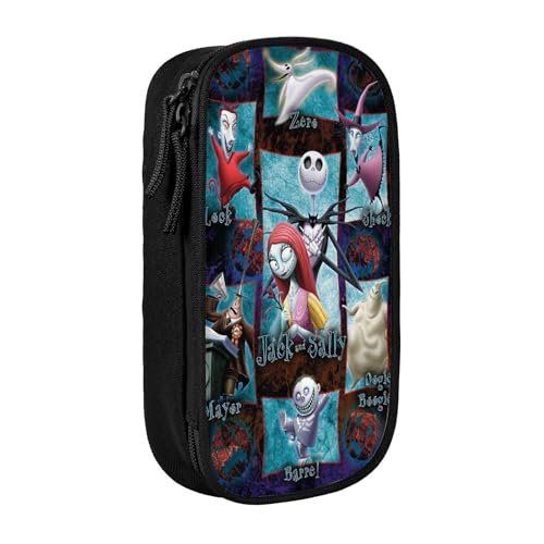 YINGD Nightmare Before Christmas Federmäppchen mit großem Fassungsvermögen, wasserdicht und langlebig, Federmäppchen, Reißverschluss, Organizer-Box von YINGD