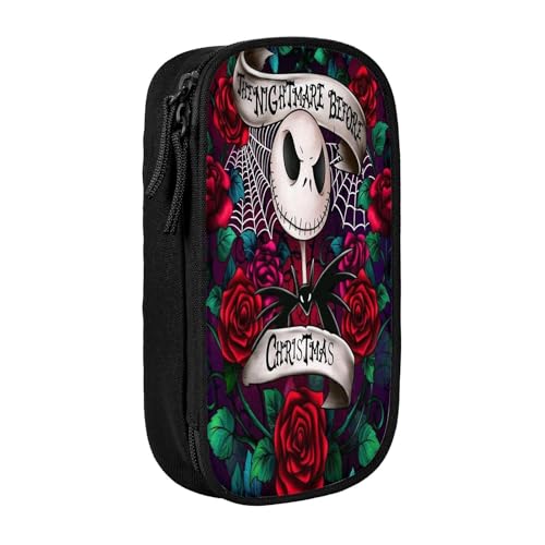 YINGD Nightmare Before Christmas Federmäppchen mit großem Fassungsvermögen, wasserdicht und langlebig, Federmäppchen, Reißverschluss, Organizer-Box von YINGD