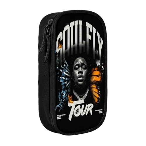 YINGD Rod Wave Federmäppchen mit großem Fassungsvermögen, wasserdicht und langlebig, Federmäppchen, Reißverschluss, Organizer-Box, Schwarz , 21x10.5x5cm, Taschen-Organizer von YINGD