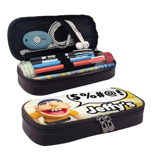 YINGD SML Jeffy World Federmäppchen, braunes Leder, Stiftetasche, Schülerbedarf, mehrfarbig, Europäischer und amerikanischer Stil, Retro, modern von YINGD