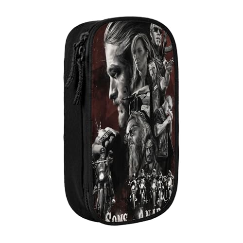 YINGD Sons of Anarchy Federmäppchen für Bastelbedarf, mehrere Taschen, Reißverschluss-Organizer für Perlen, Fäden, kleine Werkzeuge, mehrfarbig, Europäischer und amerikanischer Stil, Retro, modern von YINGD